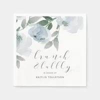 Bridal Shower Wedding Dusty Blue Watercolor Floral Napkins