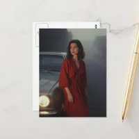 Vintage Woman in Red Postcard