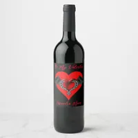 Bold Red Heart Valentine's Personalized Wine Label