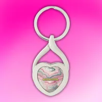 Modern Blue Gold Pink Agate Geode Monogram |  Keychain