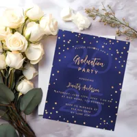 Graduation party blue year budget invititation