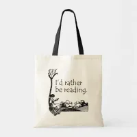 I'd Rather Be Reading with Vintage Illustration Tote Bag