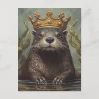 Adorable Otter in a Crown Postcard