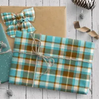 Tartan Pattern5 Turquoise and Gold ID210 Wrapping Paper