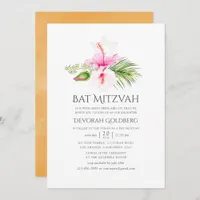 Watercolor Tropical Floral Bat Mitzvah Invitation
