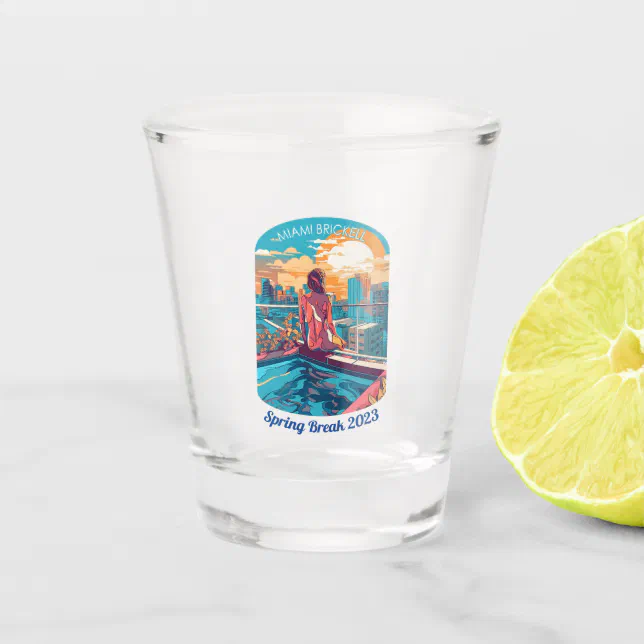 Miami Brickell Woman on a Rooftop Hottub Shot Glass