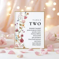 Editable Table Number Two Seating Chart
