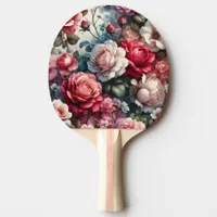 Timeless Rose Floral Charm Ping Pong Paddle