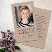 Rustic Burlap Photo Funeral Prayer Card