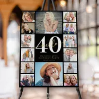 Hello 40 Fiftieth Birthday Photo Collage Welcome Foam Board