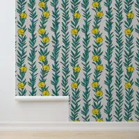 Green Ivy and Yellow Flowers Wallpaper