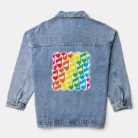 Rainbow Musical Notes Cute Pattern Denim Jacket