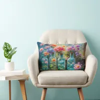 Flower vases filled with stunning, vibrant blooms  lumbar pillow
