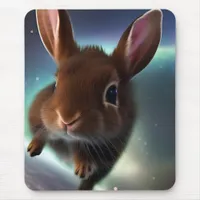 Baby Rabbit Running In Space  Mouse Pad