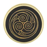 Triple Celtic Knot Swirl Mandala  Gold Finish Lapel Pin