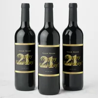 21st Birthday Black and Gold Wine Label