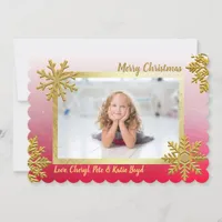 Classy Gold and Red Custom Photo Christmas Invitation