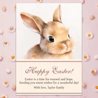 Cute Watercolor Easter Bunny Holiday Card