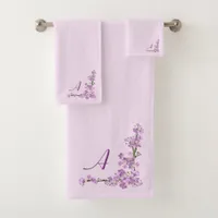 Pretty Pink Cherry Blossoms Bath Towel Set