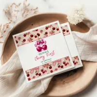 Watercolor Coquette Cherry 1st Birthday Napkins