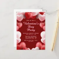 Valentine's Day Party Pink & Red Love Hearts Holiday Postcard