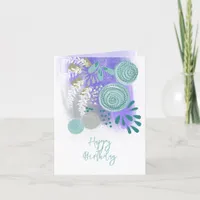 Abstract Floral Happy Birthday Greeting Card