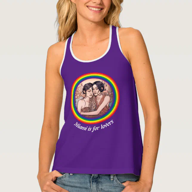 Miami Downtown Women Cuddling Lesbians Drawing Tank Top