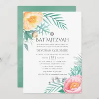 Tropical Mint Floral Summer Bat Mitzvah Invitation