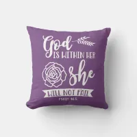 God Is Within Her She Will Not Fail Christian Throw Pillow