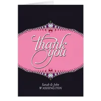 Super Dark Purple Pink Elegant Lace ThankYou Cards