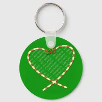 Candy Cane Heart Your Photo Keychain