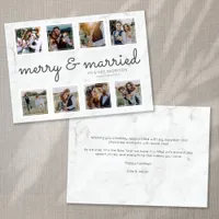 Marble Script Photo Merry & Married Holiday Card