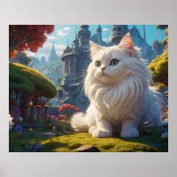 *~*  Kitty Cat 5:4  Kitten White Long Hair Fantasy Poster