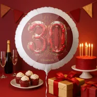 Glitzy Ruby and Gold Gemstone 30th Birthday Balloon