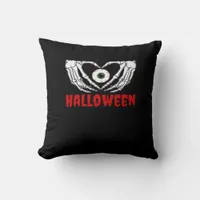 Eye Halloween - Skeleton Hands Heart Throw Pillow