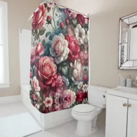 Timeless Rose Floral Charm Shower Curtain