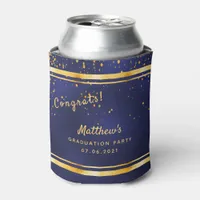 Graduation party navy blue congrats graduate can cooler