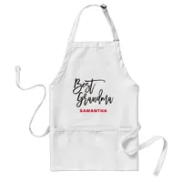 Best Grandma Name elegant black script text Adult Apron
