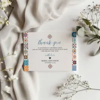 Mexican Talavera Colorful Floral Fiesta Wedding Thank You Card