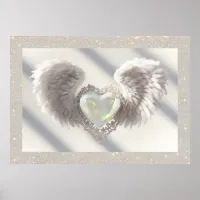 *~*~ White Opal Heart Angel Wings  AP78 Poster