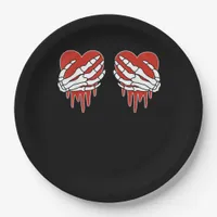 Anti Valentine Skeleton Heart Gothic Style Paper Plates