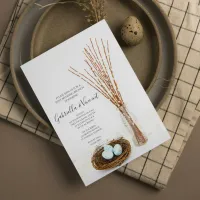 Bird Nest Eggs Pussy Willows Post Wedding Brunch Invitation