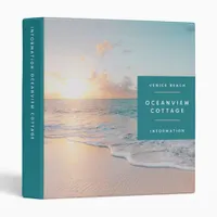 Teal Beach House Vacation Photo Guest Information  3 Ring Binder