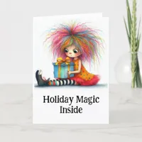 **  10 Colorful Whimsical Christmas Girl Gift AP97 Thank You Card