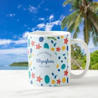 Ocean custom family name beach house sea collage coffee mug