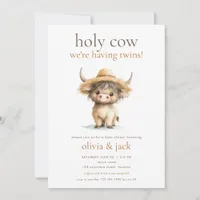 Cute Highland Holy Cow Havng Twins Invitation