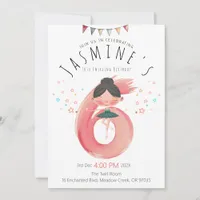 Elegant Pink Green Ballet 6th Birthday Invitation