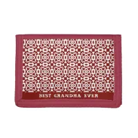 Grandma Geometric Snowflake Pattern Red And White Trifold Wallet