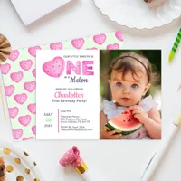 One in a Melon Girl Photo 1st Birthday Invitation