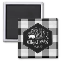 Wild Wonderful Christmas Black Buffalo Plaid ID604 Magnet